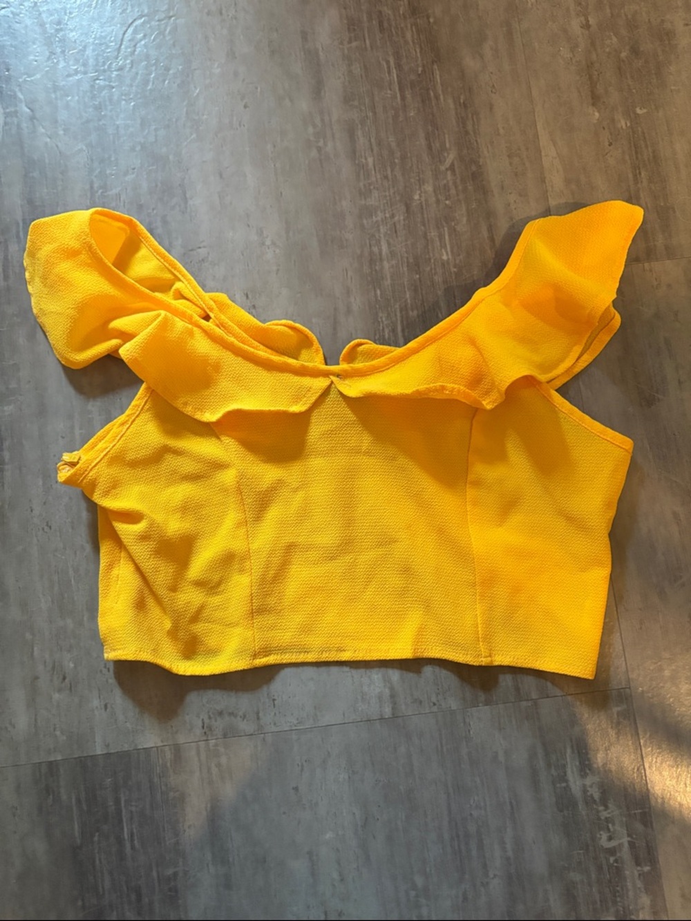Zaful Yellow Ruffle Off-Shoulder Crop Top